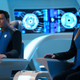 Seth MacFarlane and Adrianne Palicki on the set of The Orville.